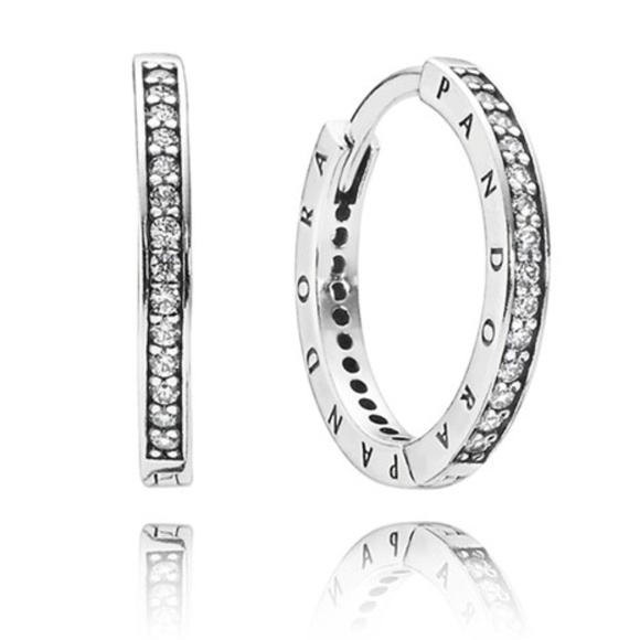 Pandora Jewelry - PANDORA Signature SS Earrings w/ Clear CZ Stones